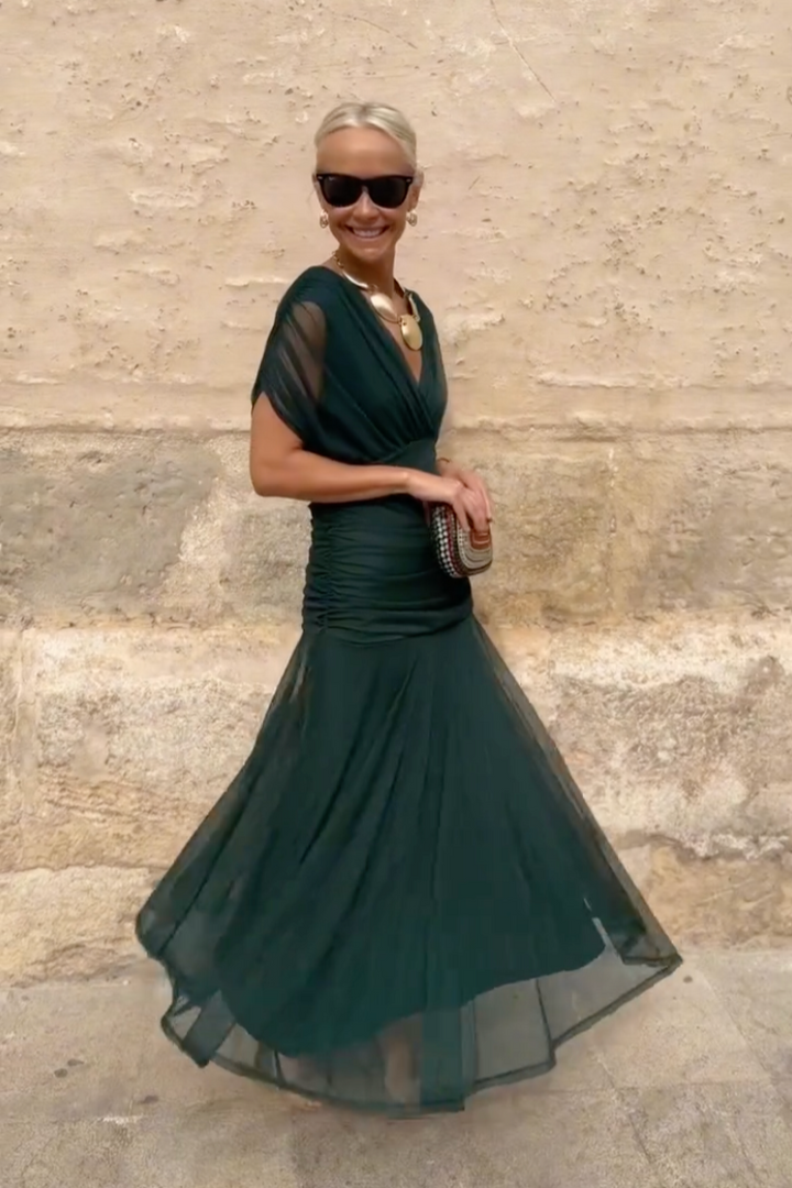 Luiza | Elegancka Sukienka Maxi z Dekoltem w Serek