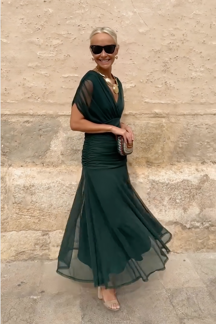 Luiza | Elegancka Sukienka Maxi z Dekoltem w Serek
