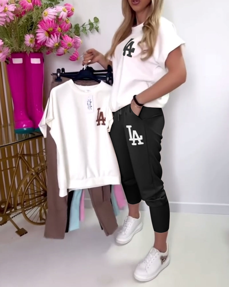 Léa | Zestaw Casual T-Shirt i Spodnie