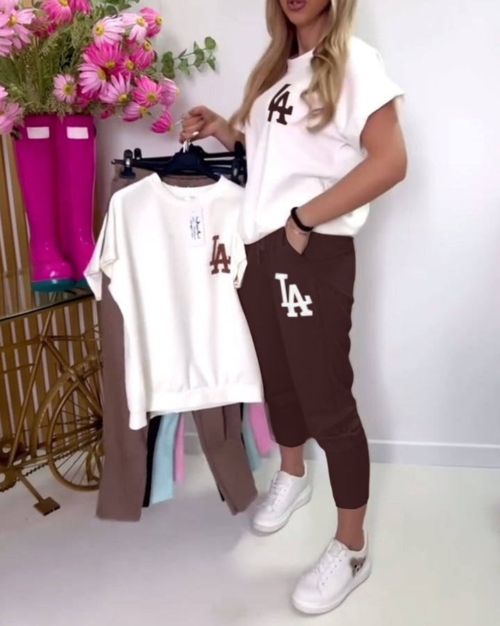 Léa | Zestaw Casual T-Shirt i Spodnie
