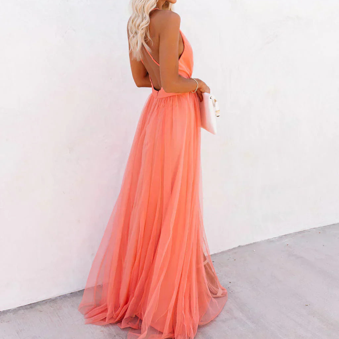 Krystyna | Koralowa Sukienka Maxi