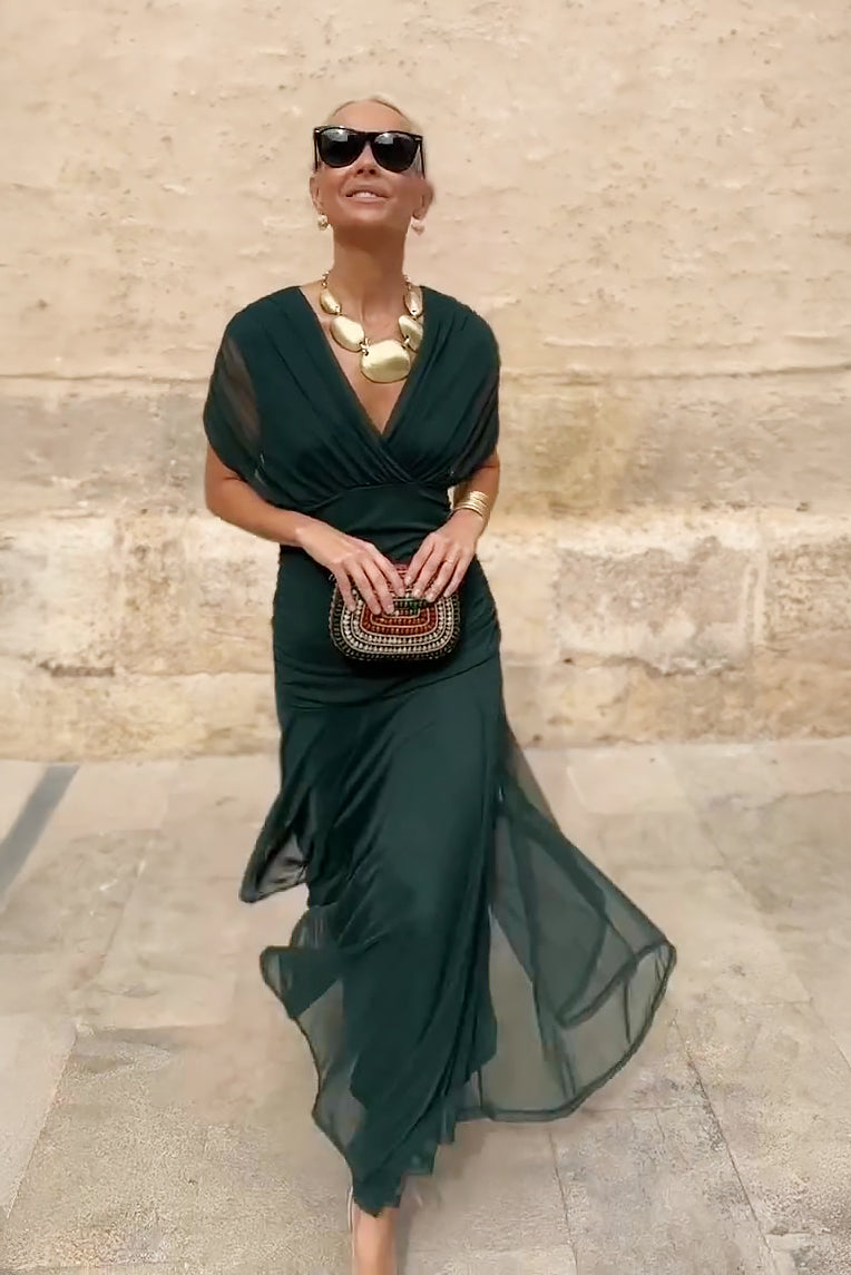 Luiza | Elegancka Sukienka Maxi z Dekoltem w Serek