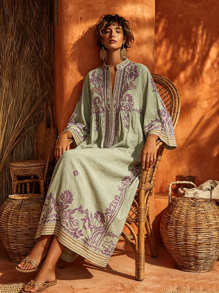 Celestyna | Haftowana Sukienka Boho o Śródziemnomorskim Uroku