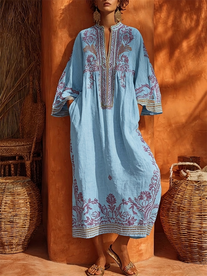 Celestyna | Haftowana Sukienka Boho o Śródziemnomorskim Uroku